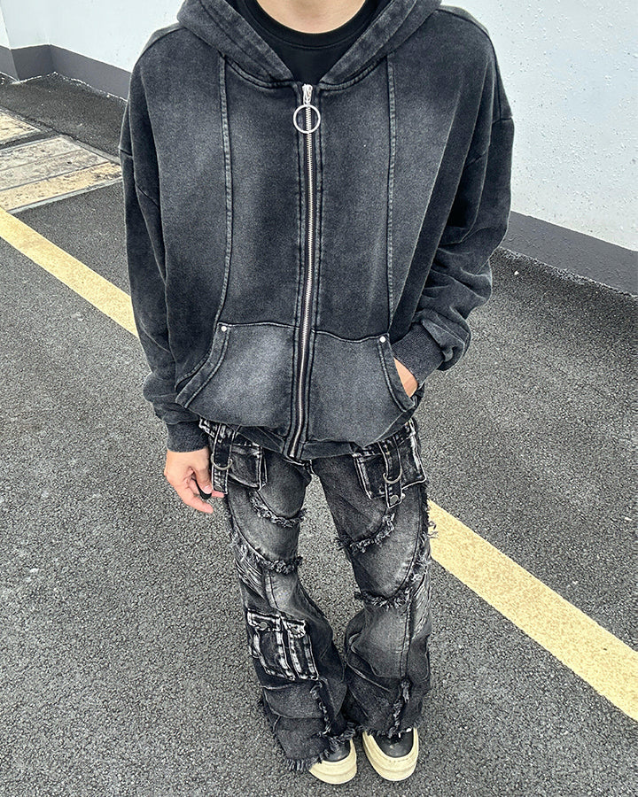 Vintage Washed Zip Hooded Sweatshirt