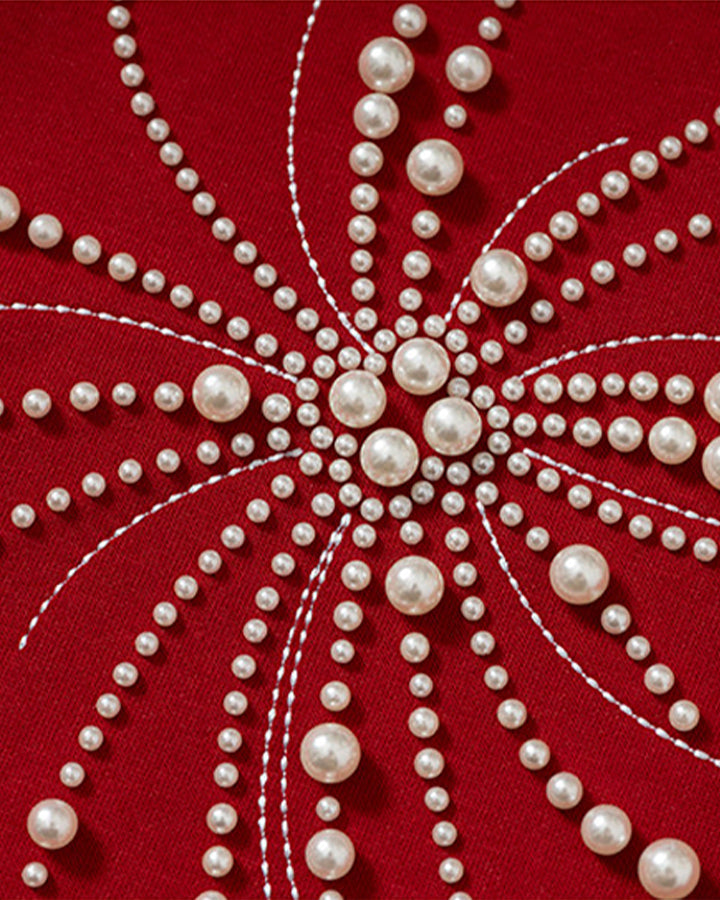 Firework Pearl Embroidery Zip-Up Hoodie
