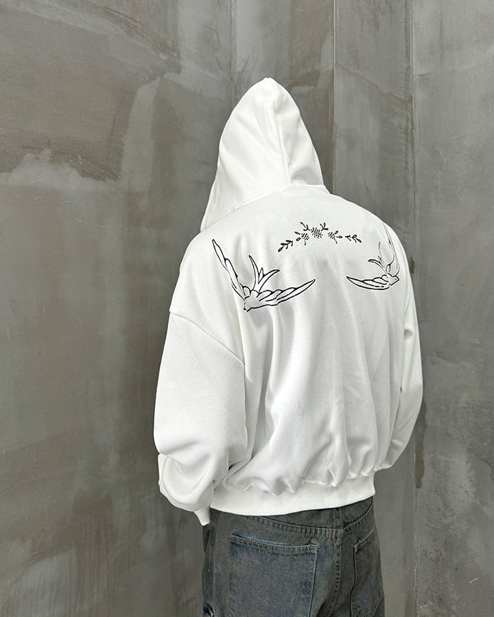 Design Niche Printed Zip-Up Hoodie