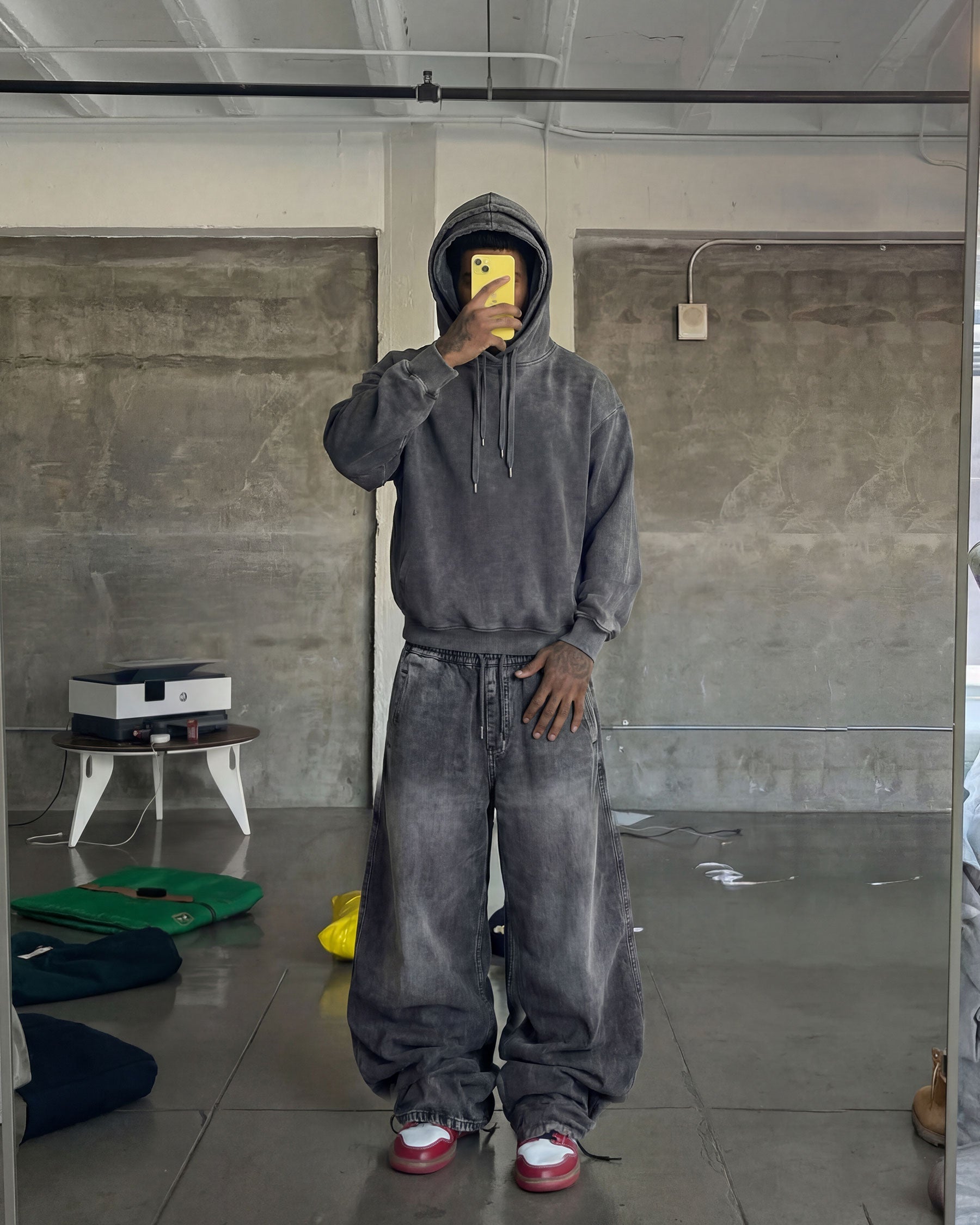 KIIKIO-Double Hood Washed Hoodie