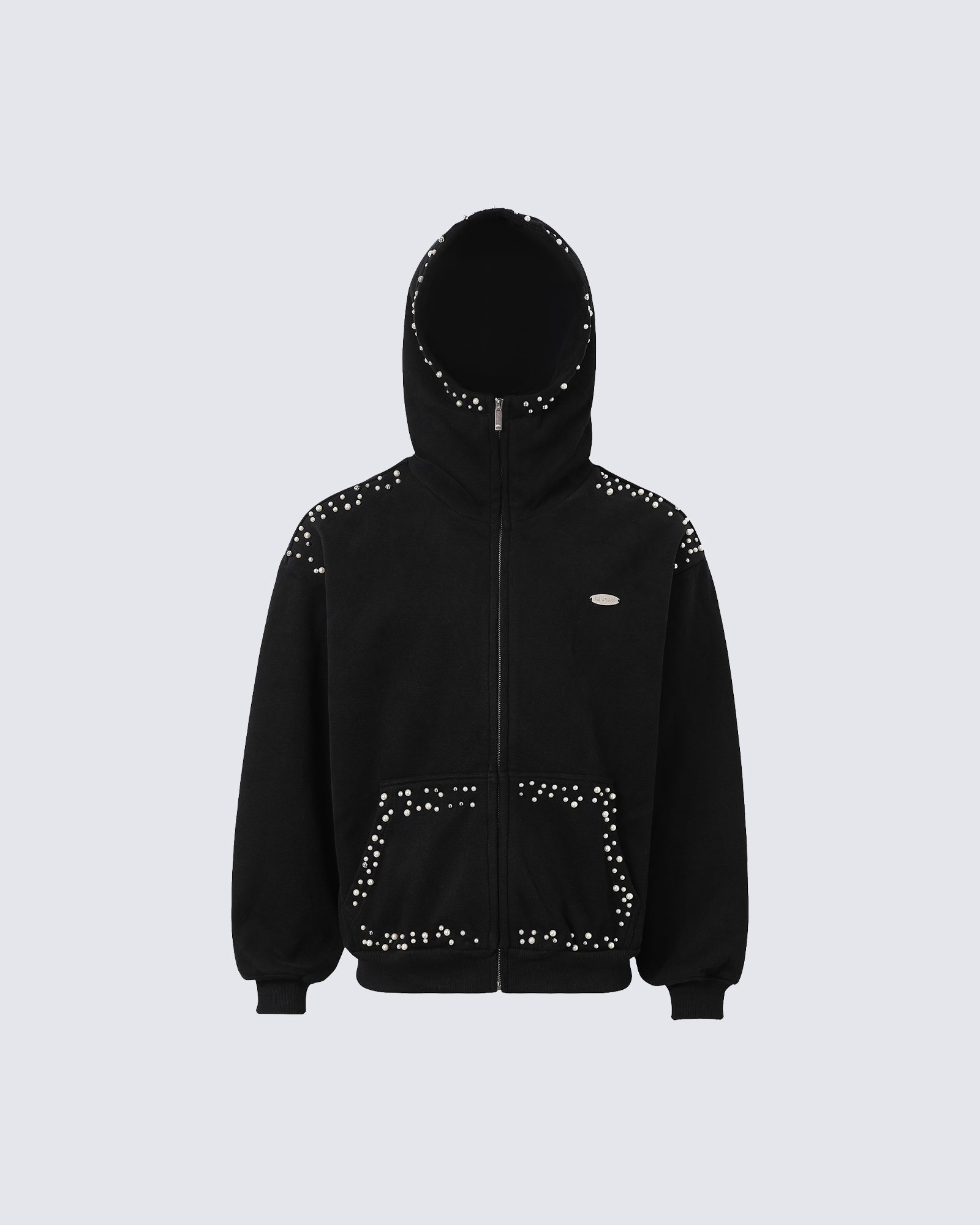 New Year New Studded Zip Hoodie