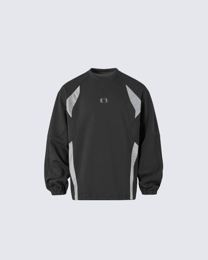 Tech Panel Mesh-Patchwork Sweatshirt