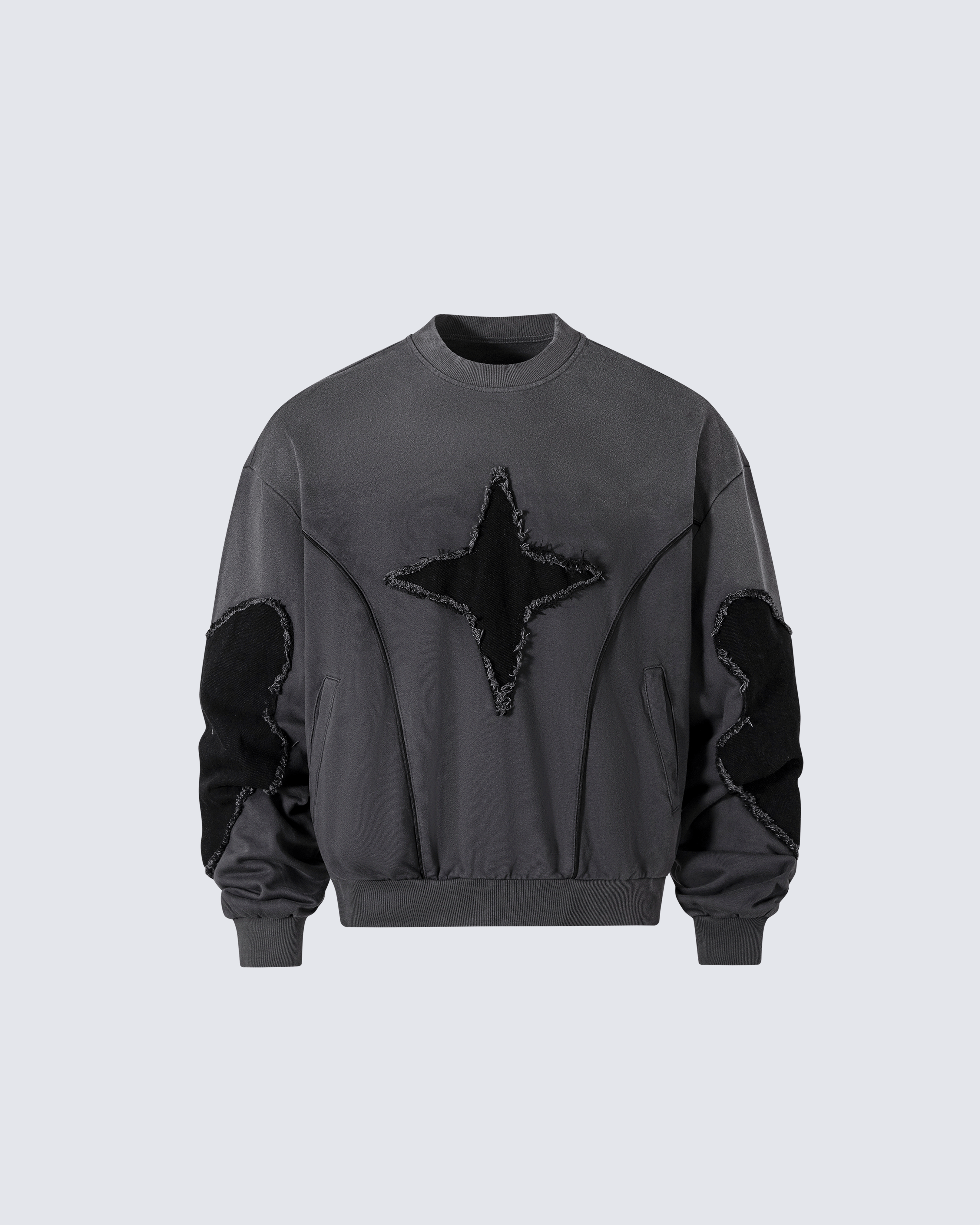Distressed Star Patchwork Oversized Sweatshirt