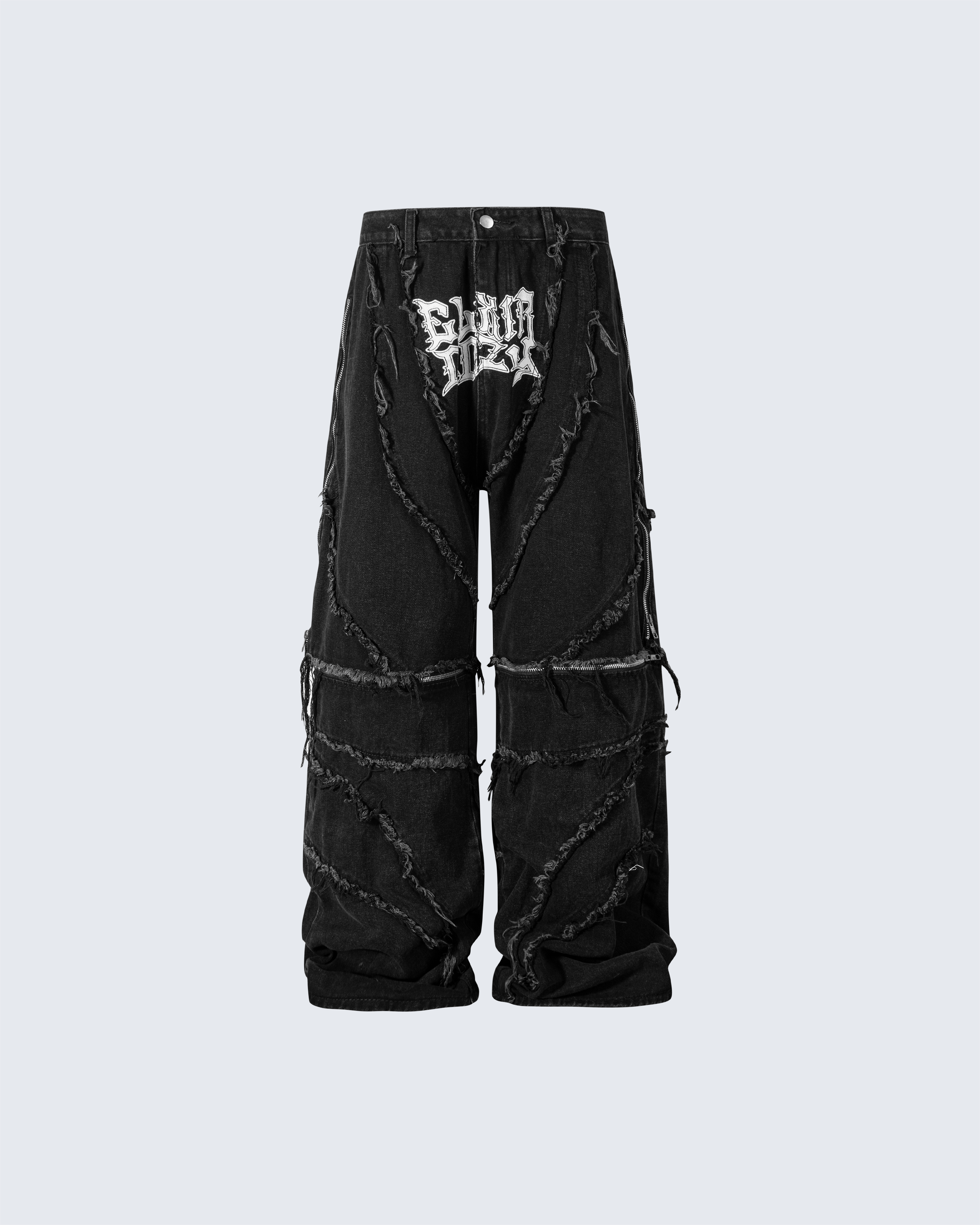 Gothic Spiral Distressed Convertible Jeans