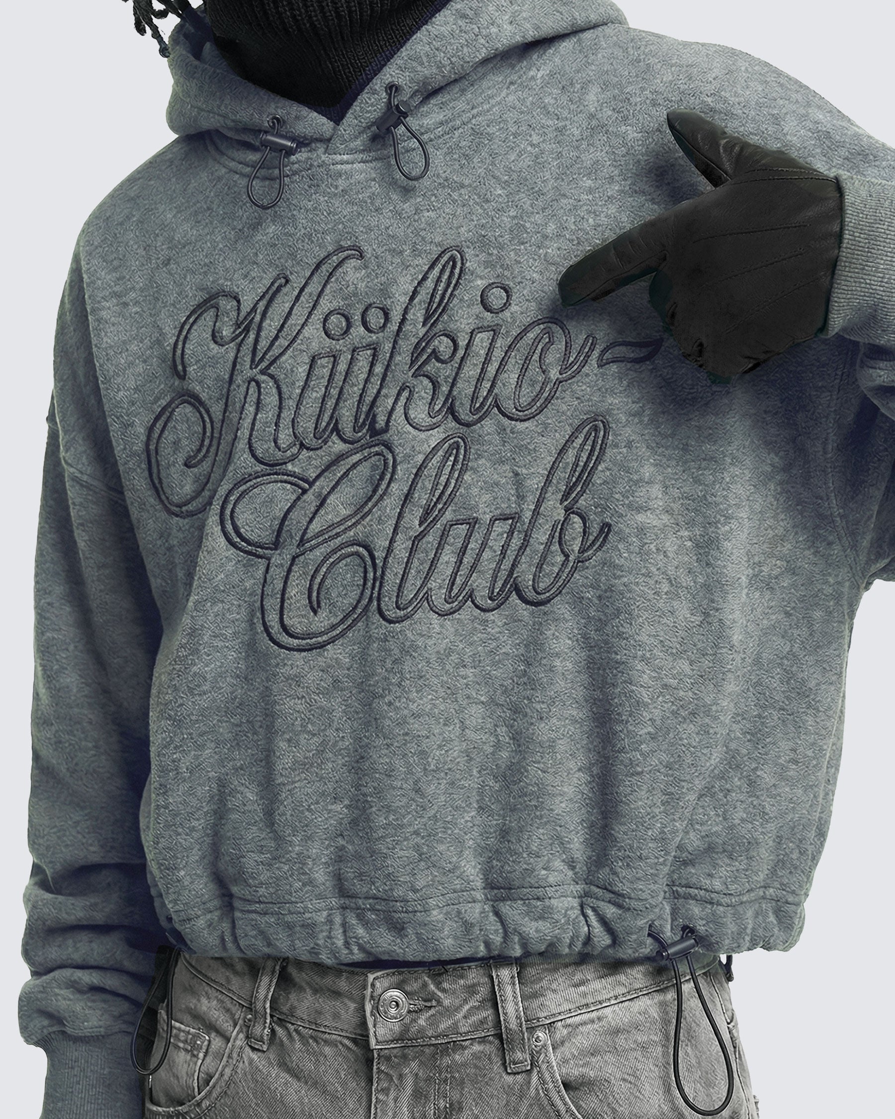 LOW SATURATION-Spring New Drawstring Cropped Hoodie