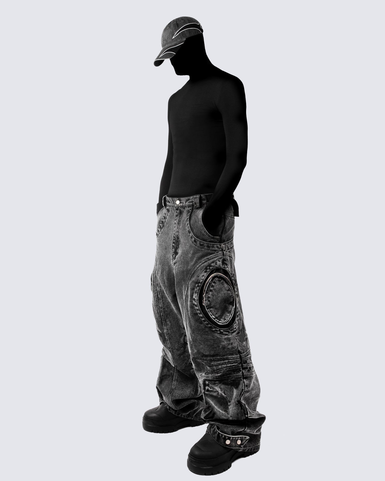 Bold Retro-Washed Black Denim Pants by KIIKIO (old version)