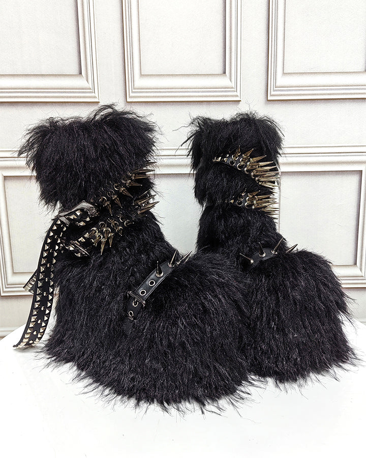 Winter New Thick-Soled Furry Mid-Calf Boots