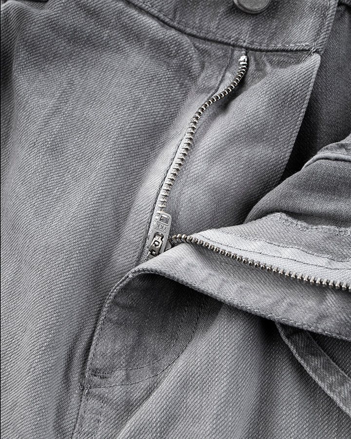 Washed Grey Multi-Pocket Cargo Pants