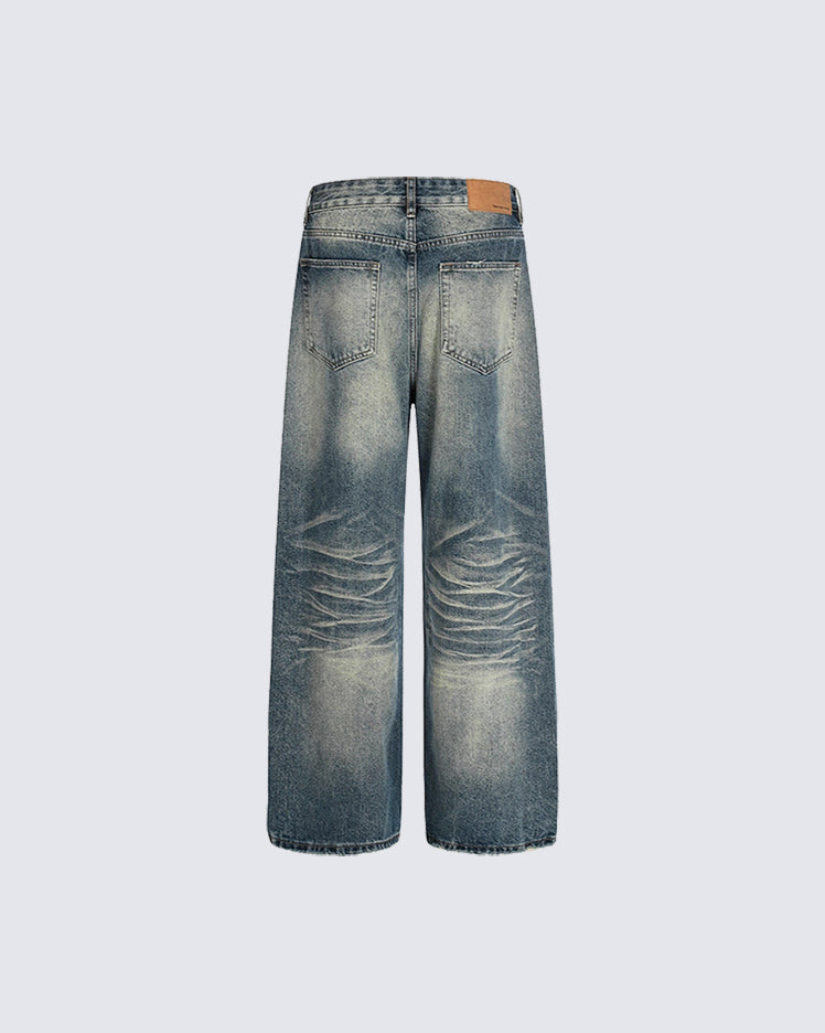 American Street Distressed Straight-Leg Jeans