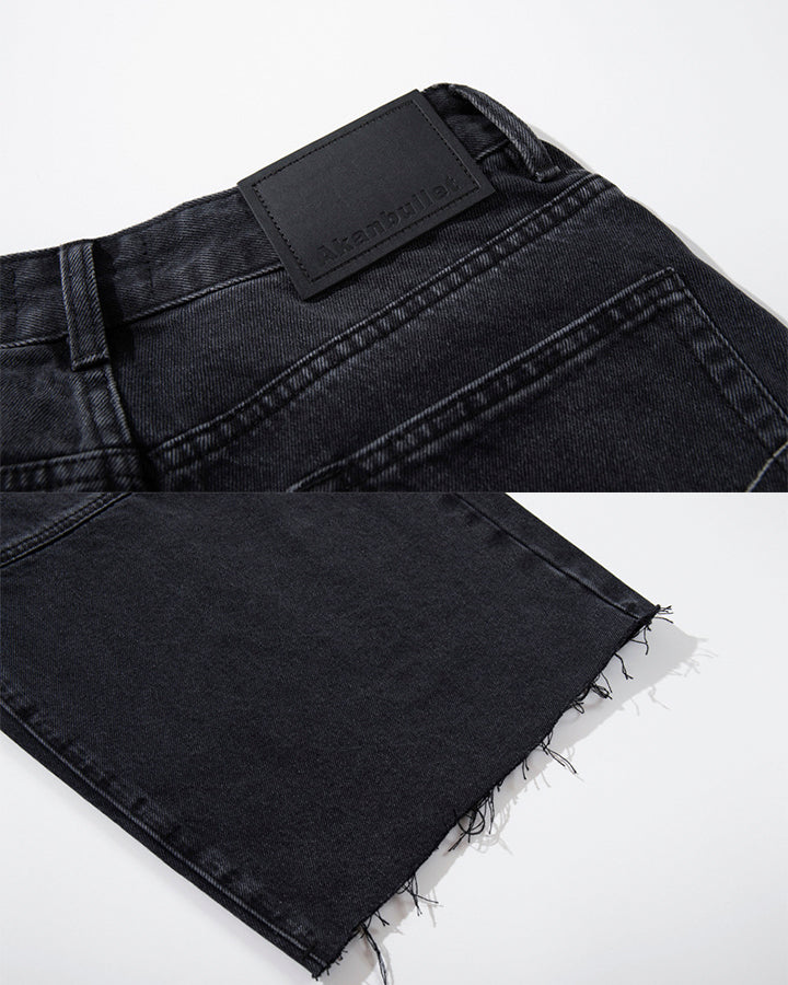 Deconstructed Patchwork Raw-Edge Wide-Leg Pants