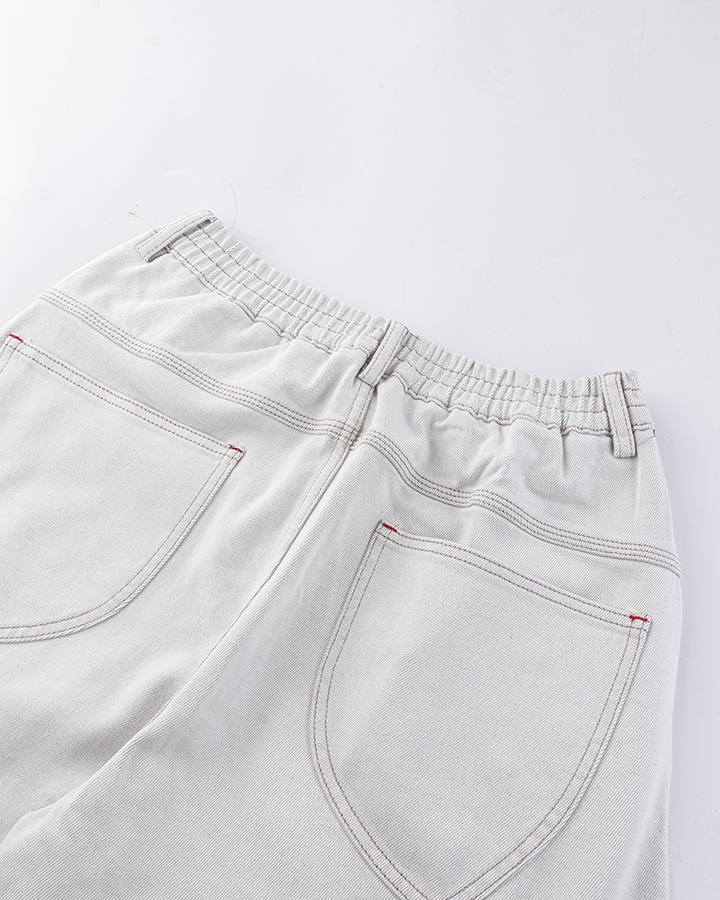 Relaxed Wide-Leg Panel Denim Pants