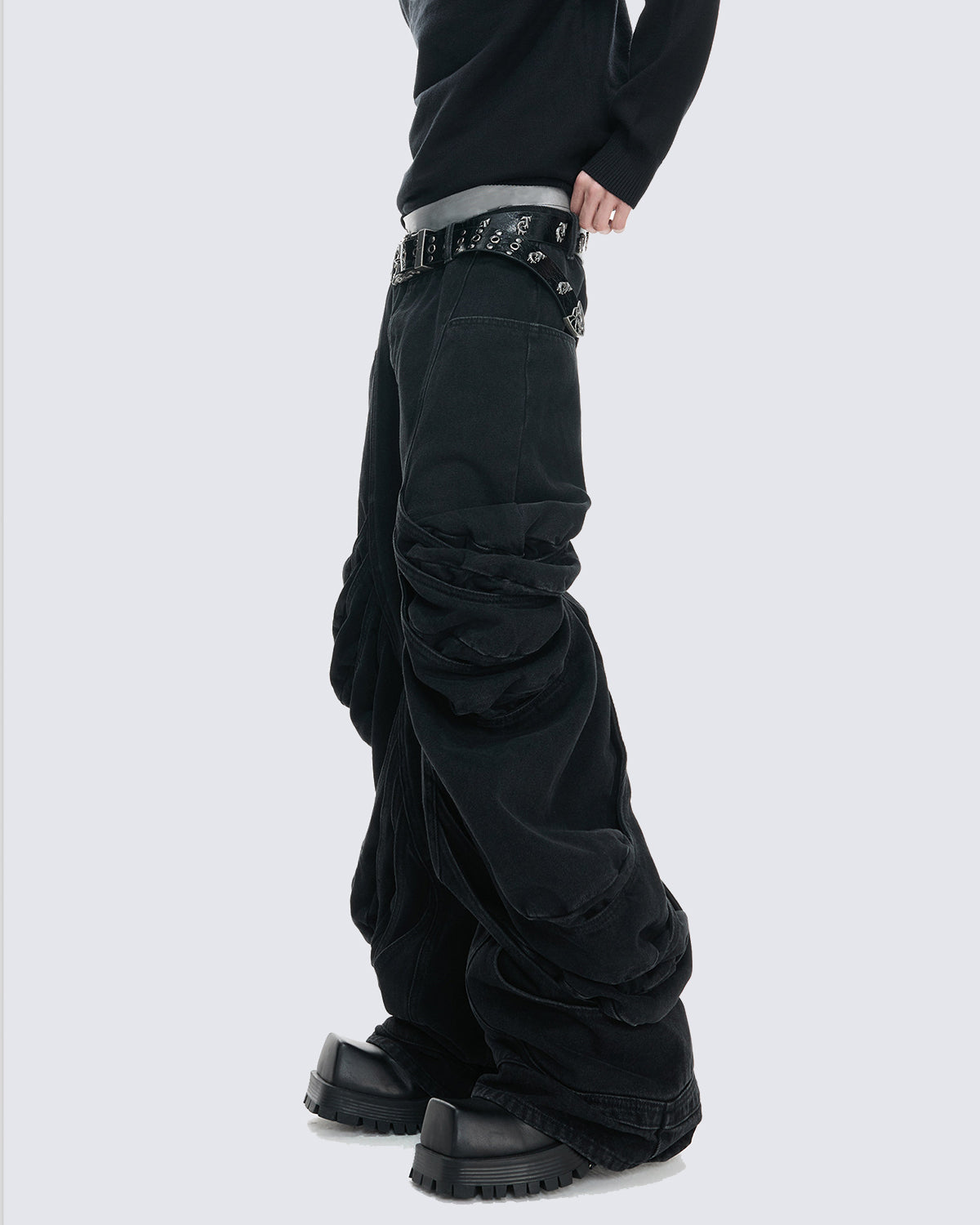 Deconstructed Washed Denim Pants