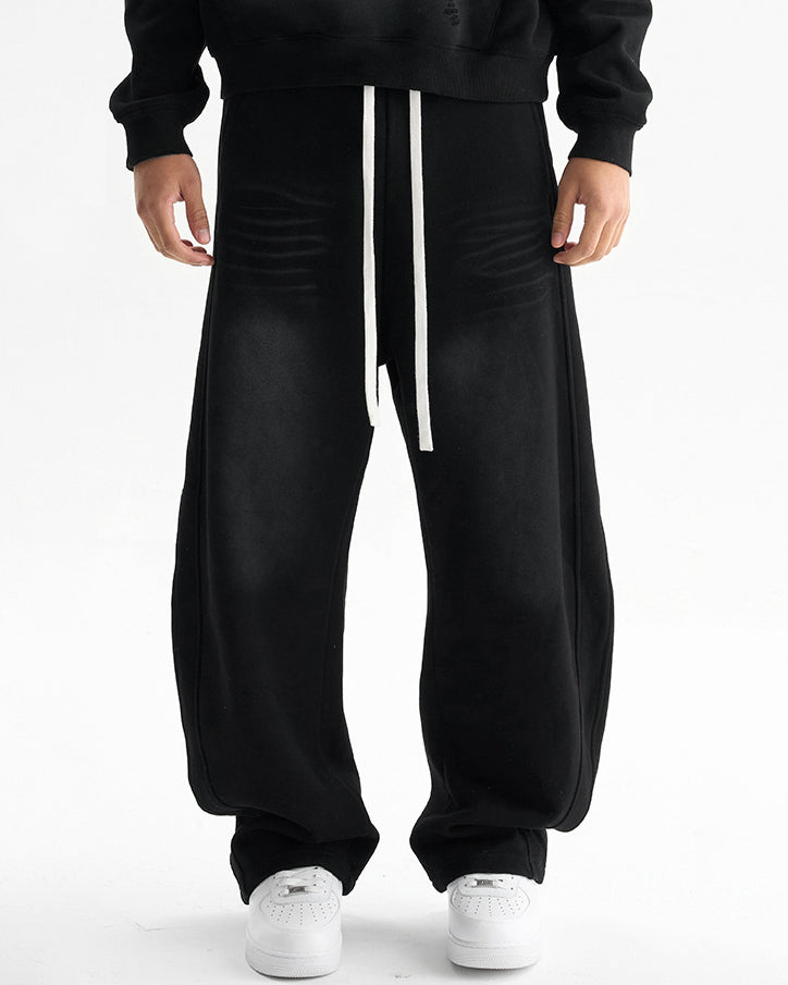 Distressed Curved Sweatpants