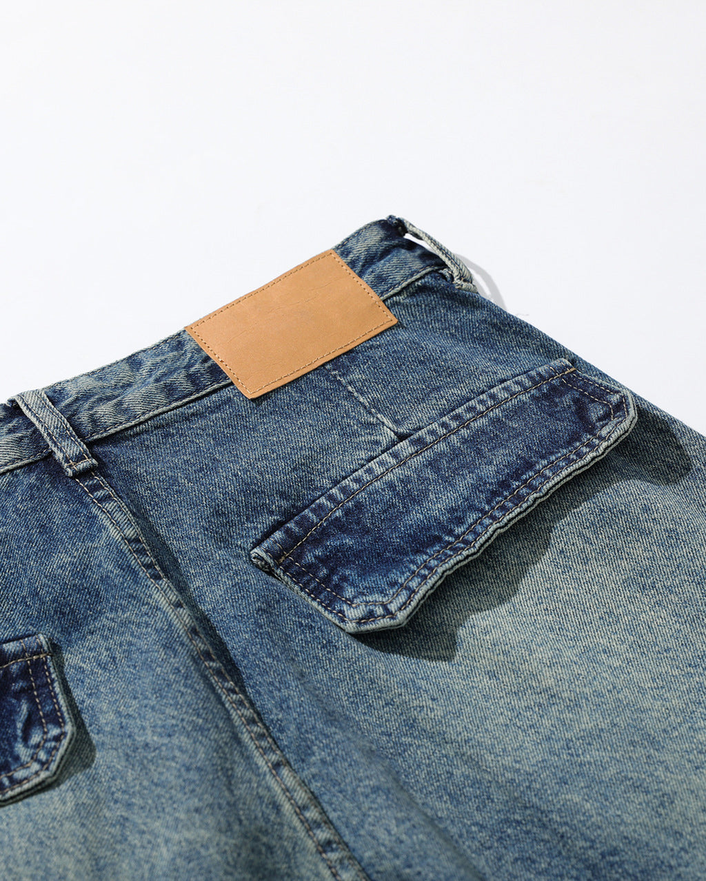 Retro Letter Print Wide-Leg Cargo Jeans