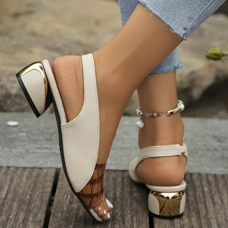 Bunion Sandals — Low Heel, Elastic Back Strap, Roomy Open Toe