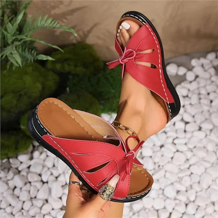 Platform Sandals for Bunions — Wide Toe Box, Cushioned, Bow Detail