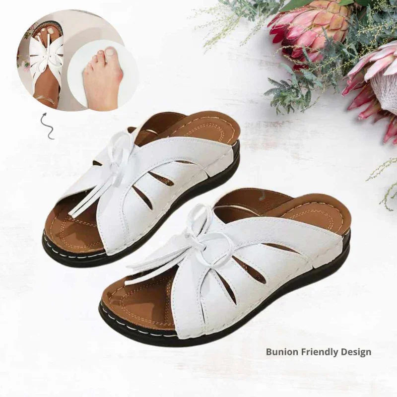 Platform Sandals for Bunions — Wide Toe Box, Cushioned, Bow Detail