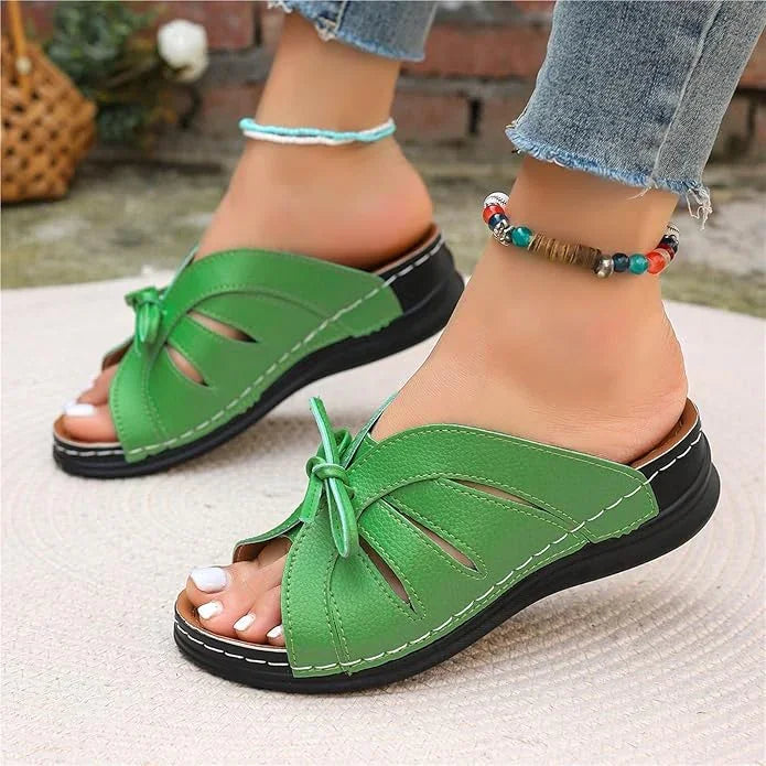 Platform Sandals for Bunions — Wide Toe Box, Cushioned, Bow Detail