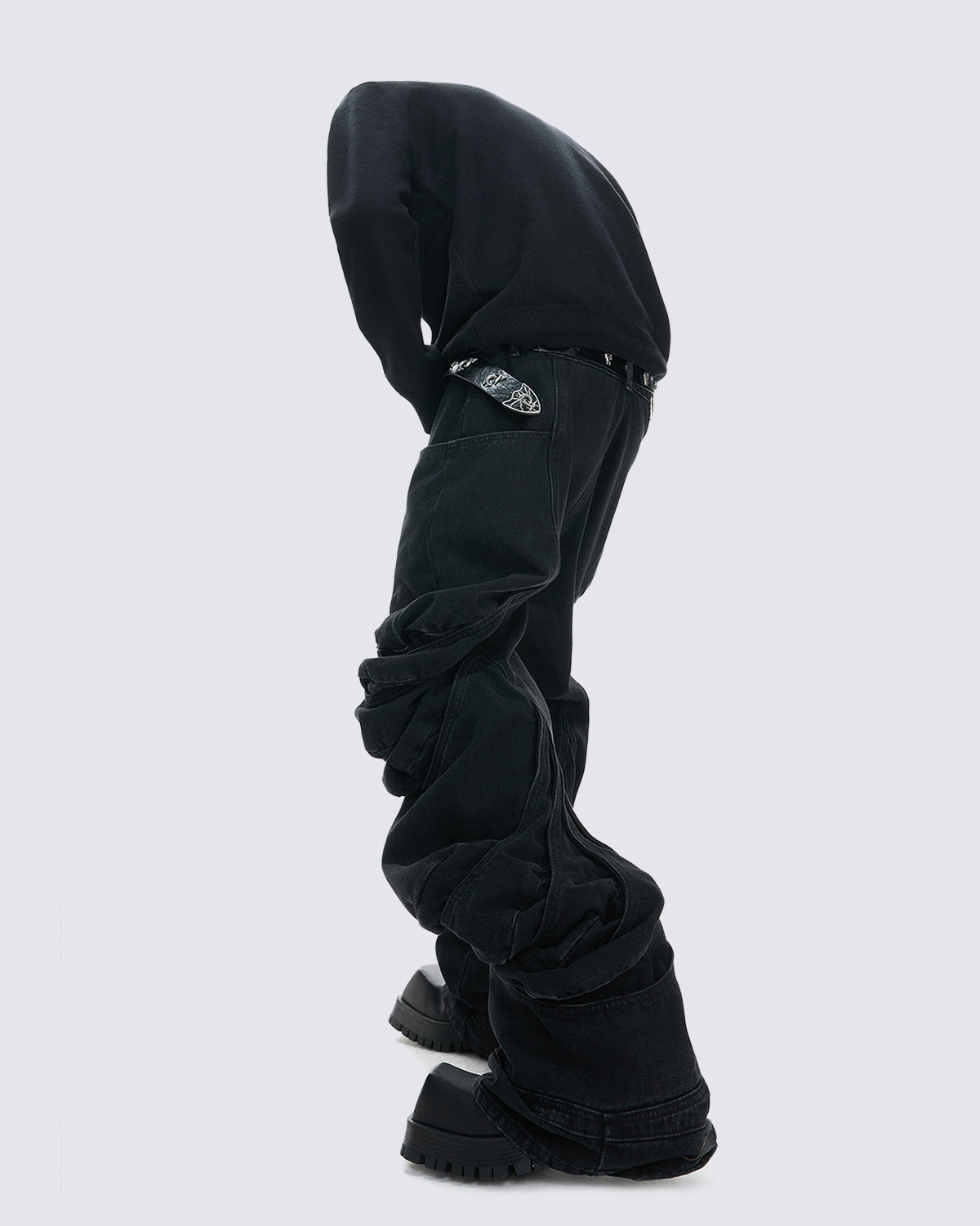 Deconstructed Washed Denim Pants