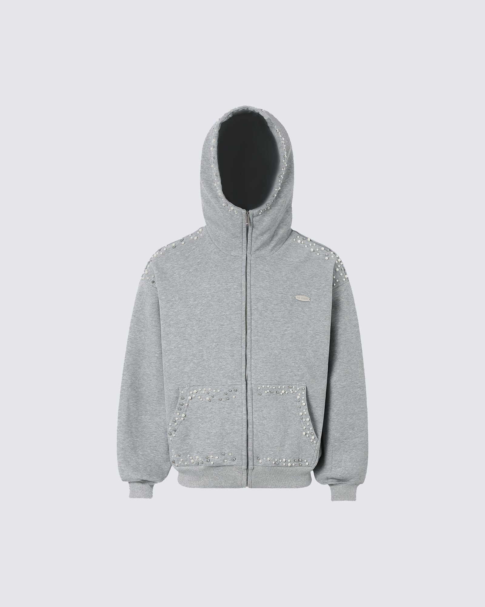 New Year New Studded Zip Hoodie