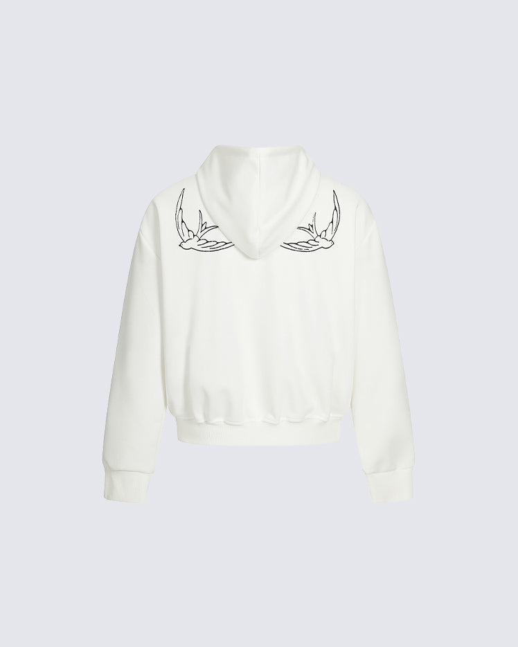 Design Niche Printed Zip-Up Hoodie