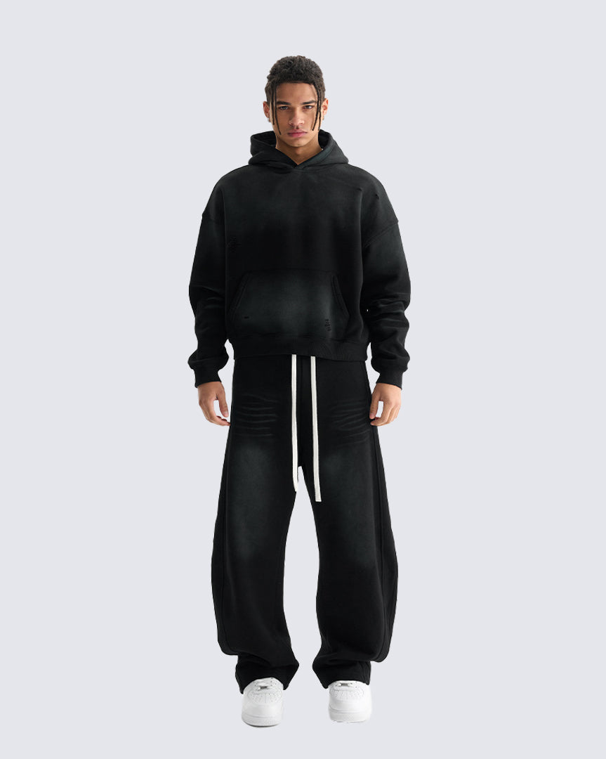 Distressed Curved Sweatpants