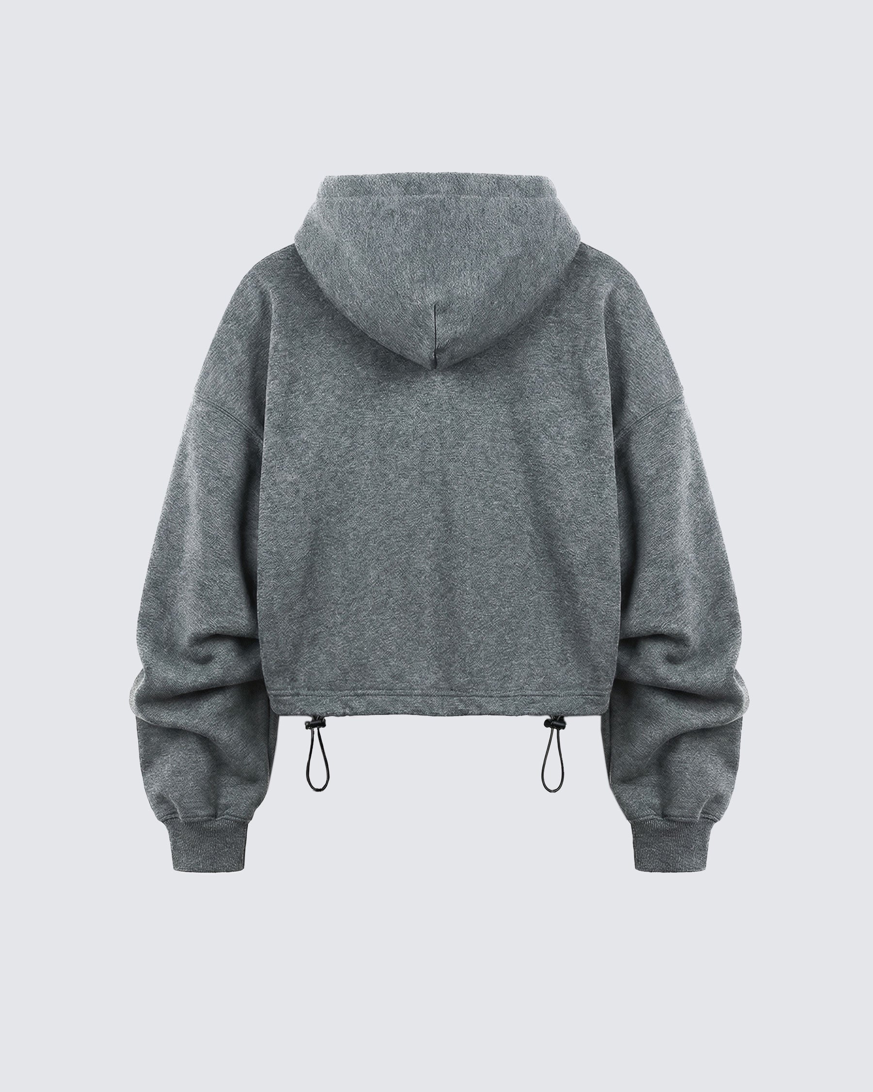 LOW SATURATION-Spring New Drawstring Cropped Hoodie