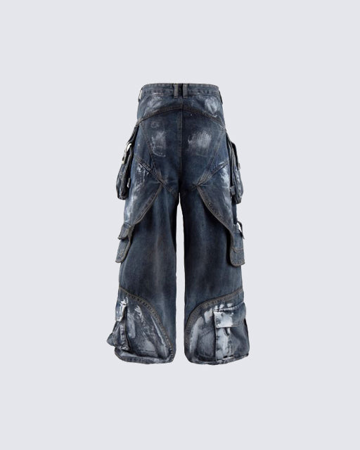 Washed Multi-Pocket Street Cargo Pants
