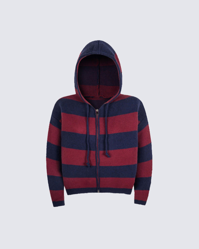 American Vintage Striped Hooded Sweater