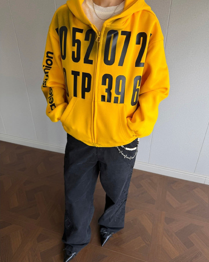 Spray-Dyed Distressed Zip-Up Hoodie