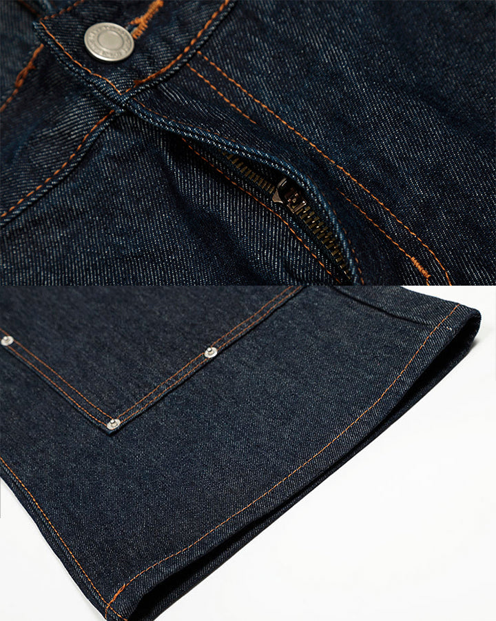 Layered Waist Rivet Denim Pants