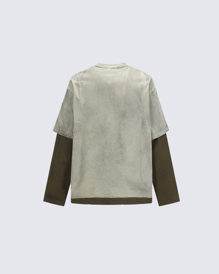 Layered Look Washed Long Sleeve Tee