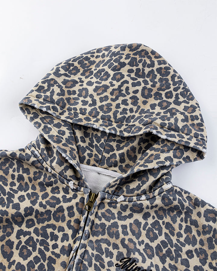 Leopard Print Zip-Up Hoodie