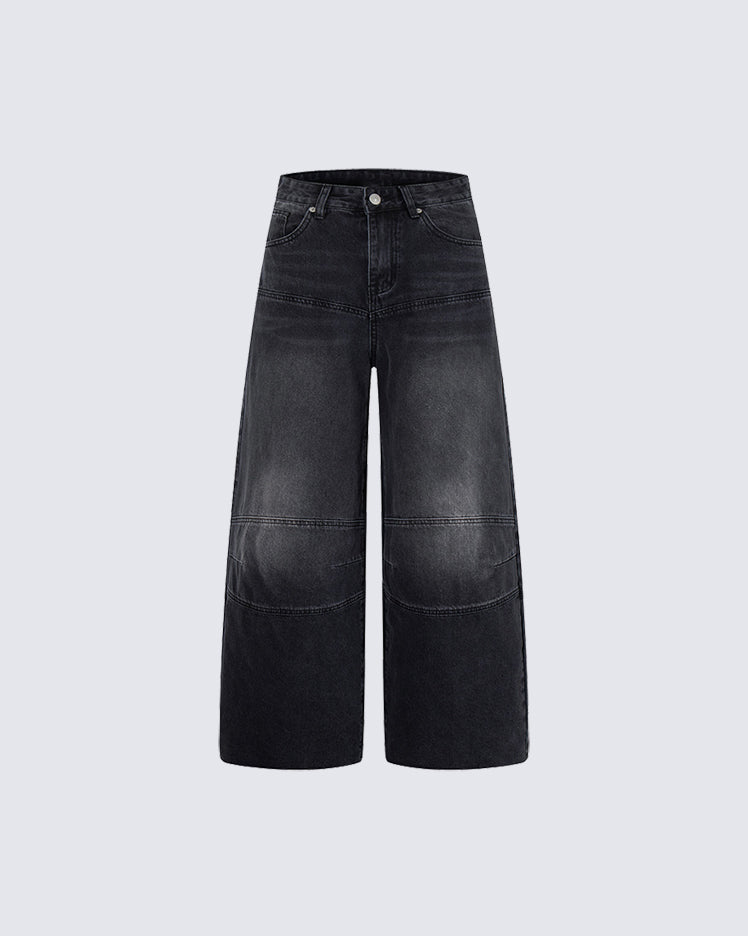 Deconstructed Patchwork Raw-Edge Wide-Leg Pants