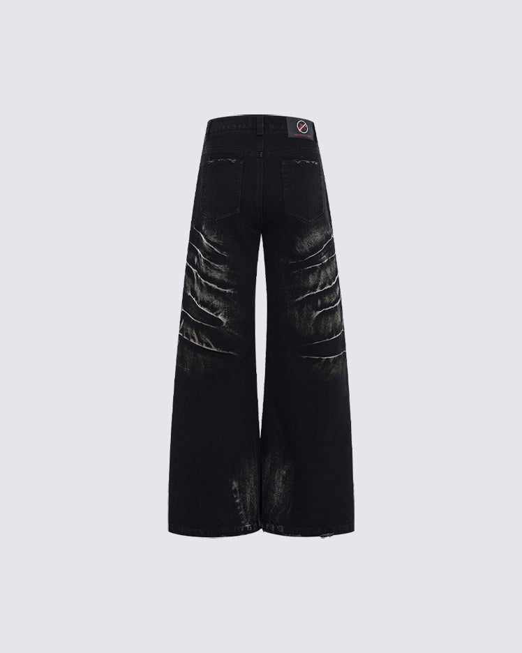 Rivet Detail Wide-Leg Jeans