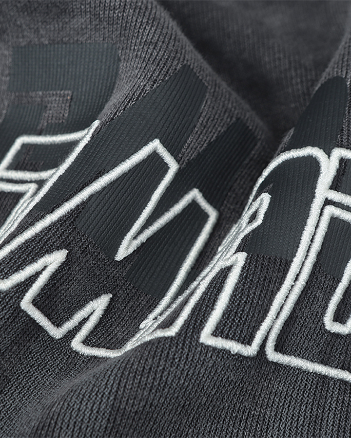 Washed Letter Print Hoodie with Utility Pocket