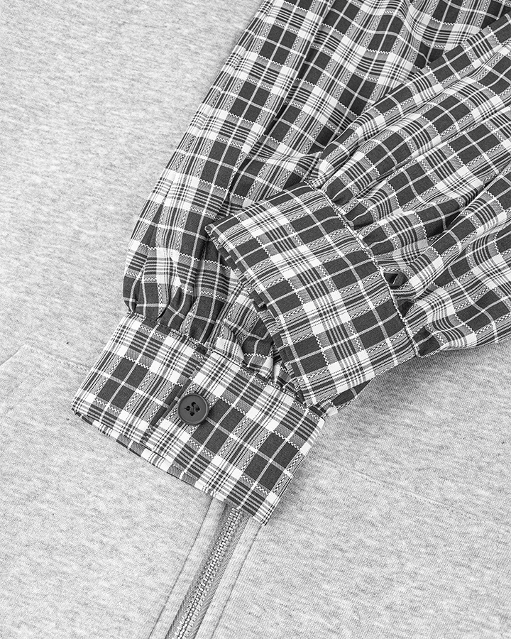 Plaid-Lined Dual-Wear Zip Hoodie