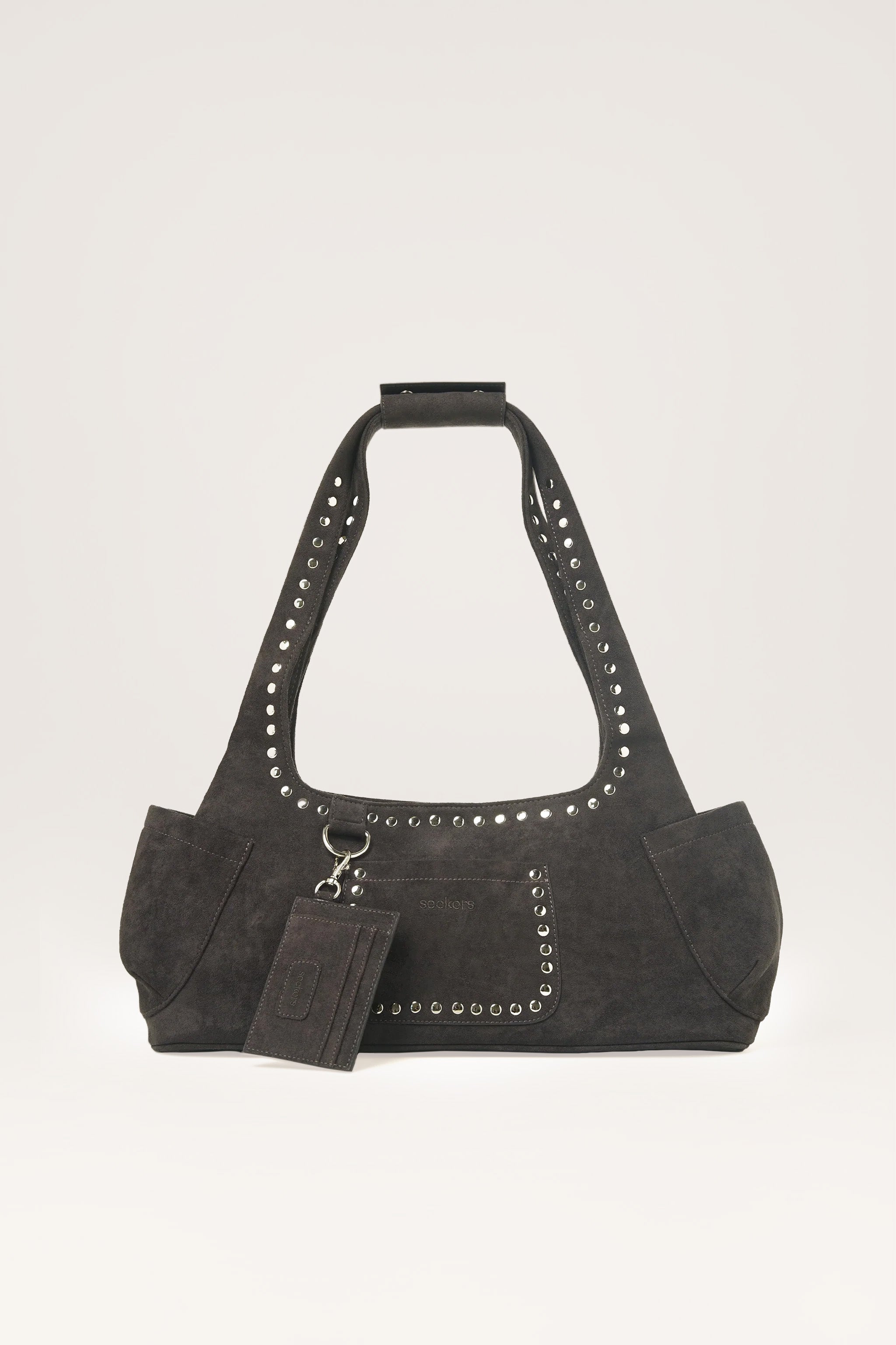 Martha Faux Suede Carryall in Dark Grey