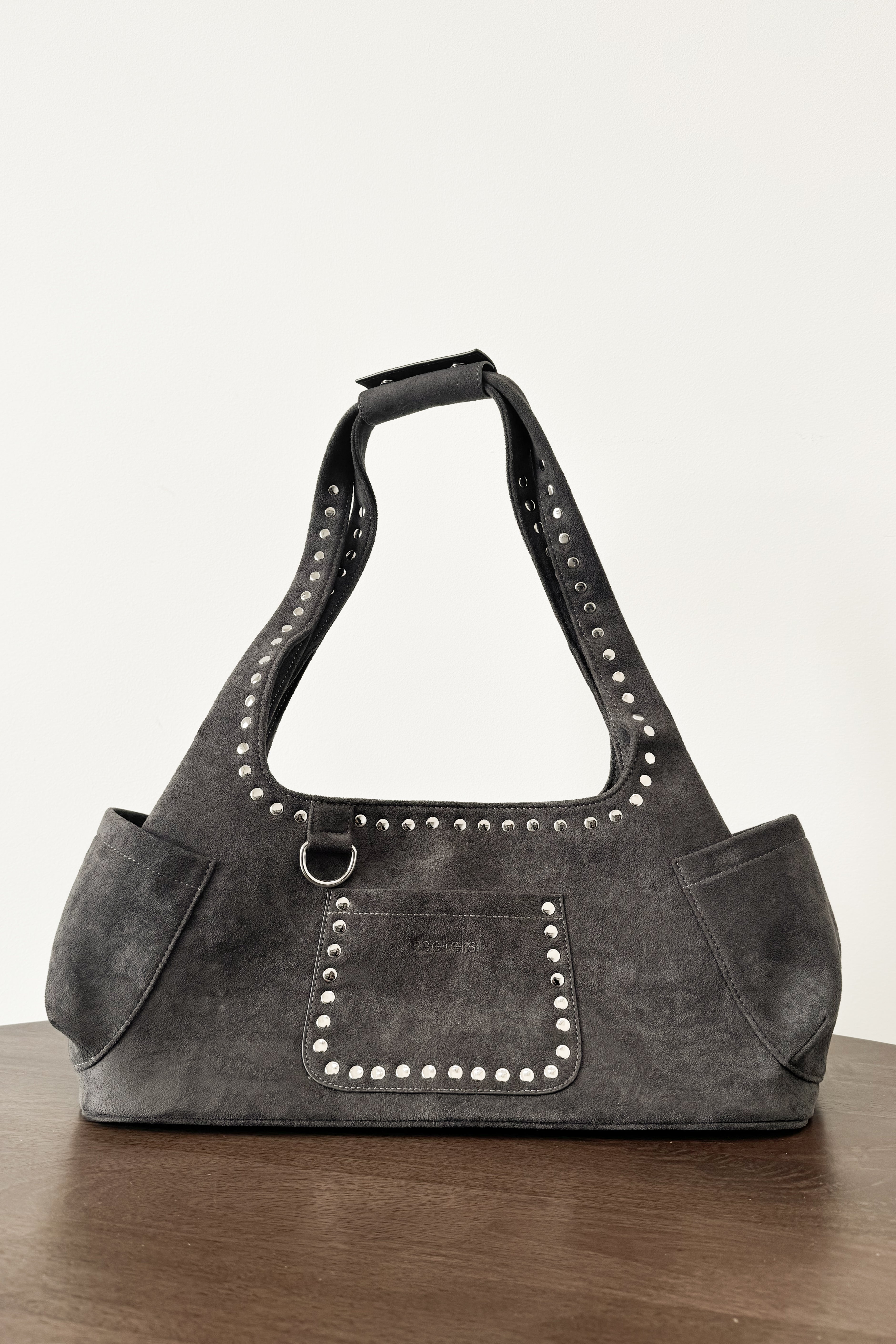 Martha Faux Suede Carryall in Dark Grey