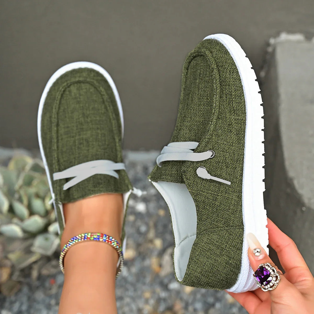 Canvas Slip-On Flats for Bunions — Wide Fit, Extra-Wide Toe Box