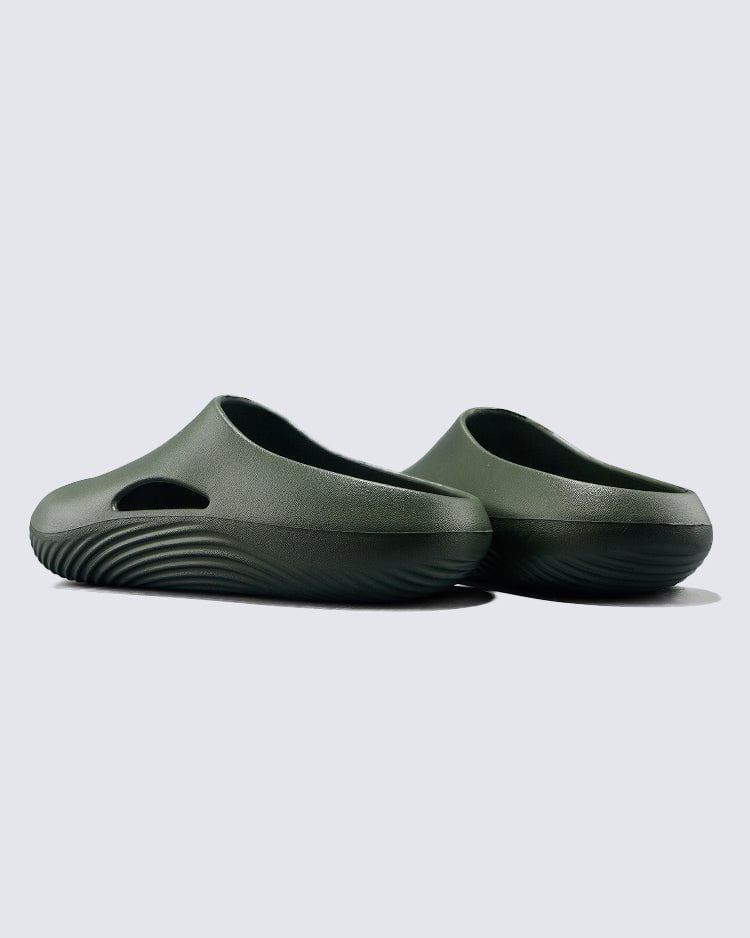 Minimalist Wave Sole Slip-On Sandals - Army Green