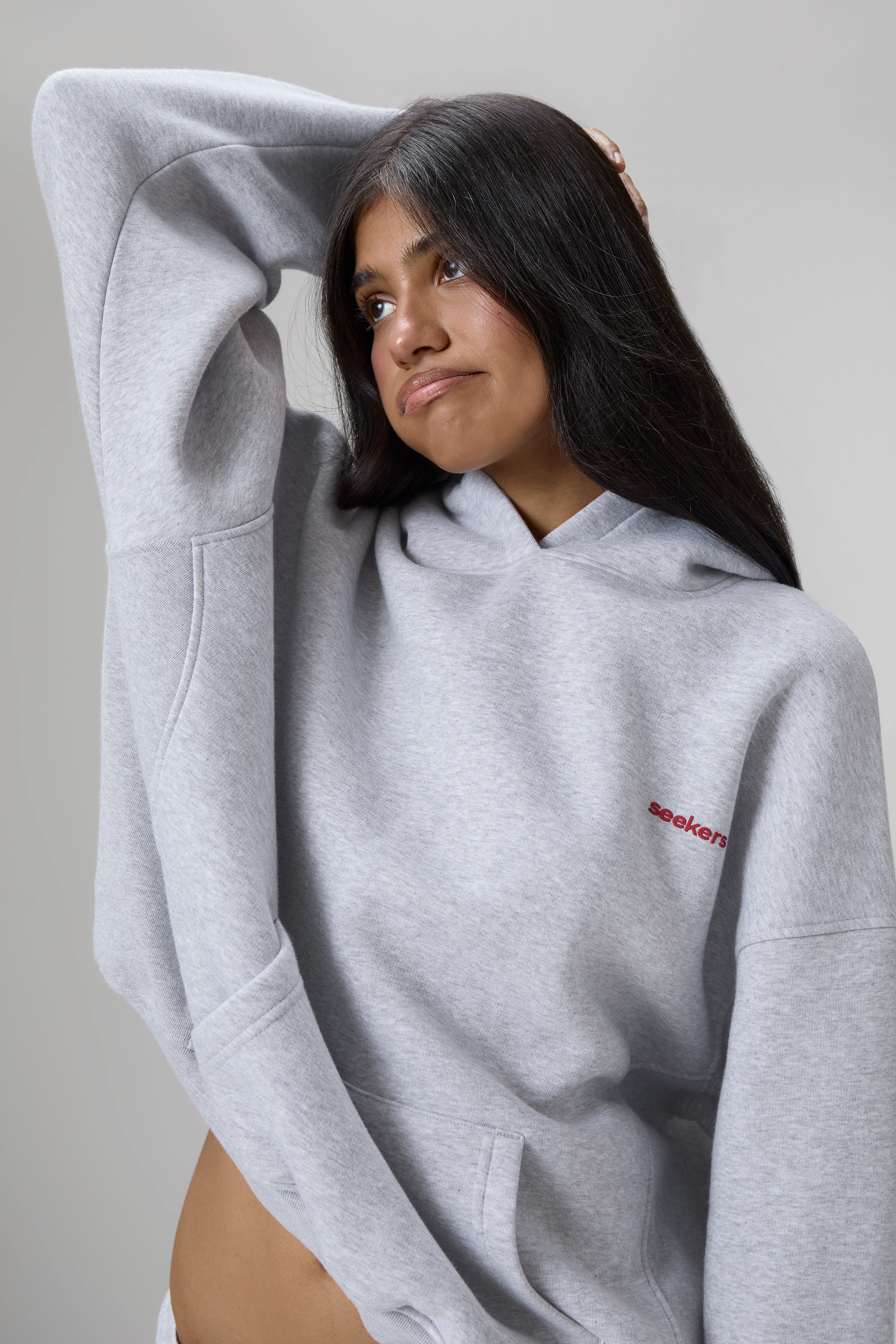 Seekers Brand Hoodie in Grey Melange