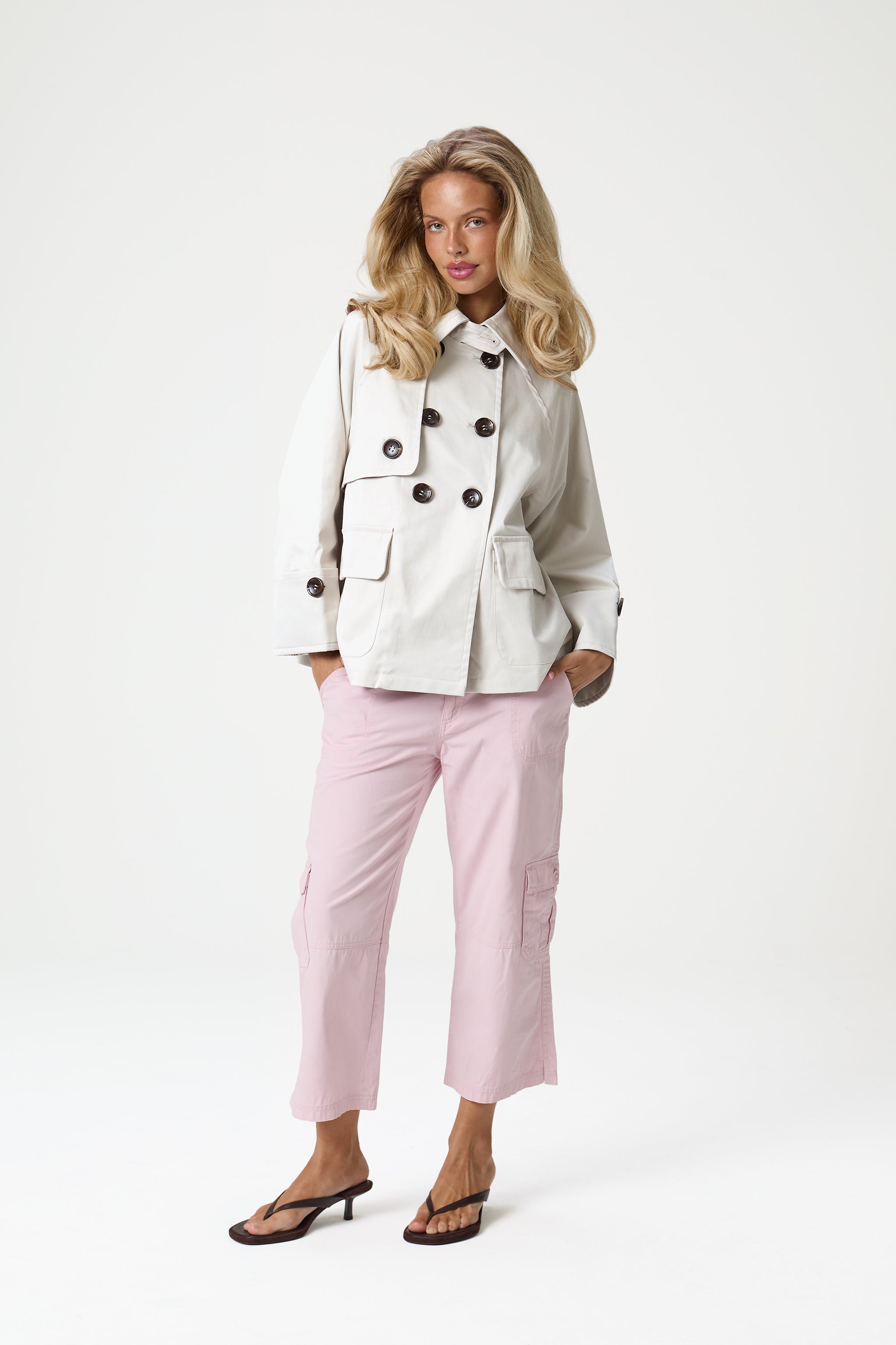 Duffy Pea Coat in Classic Beige