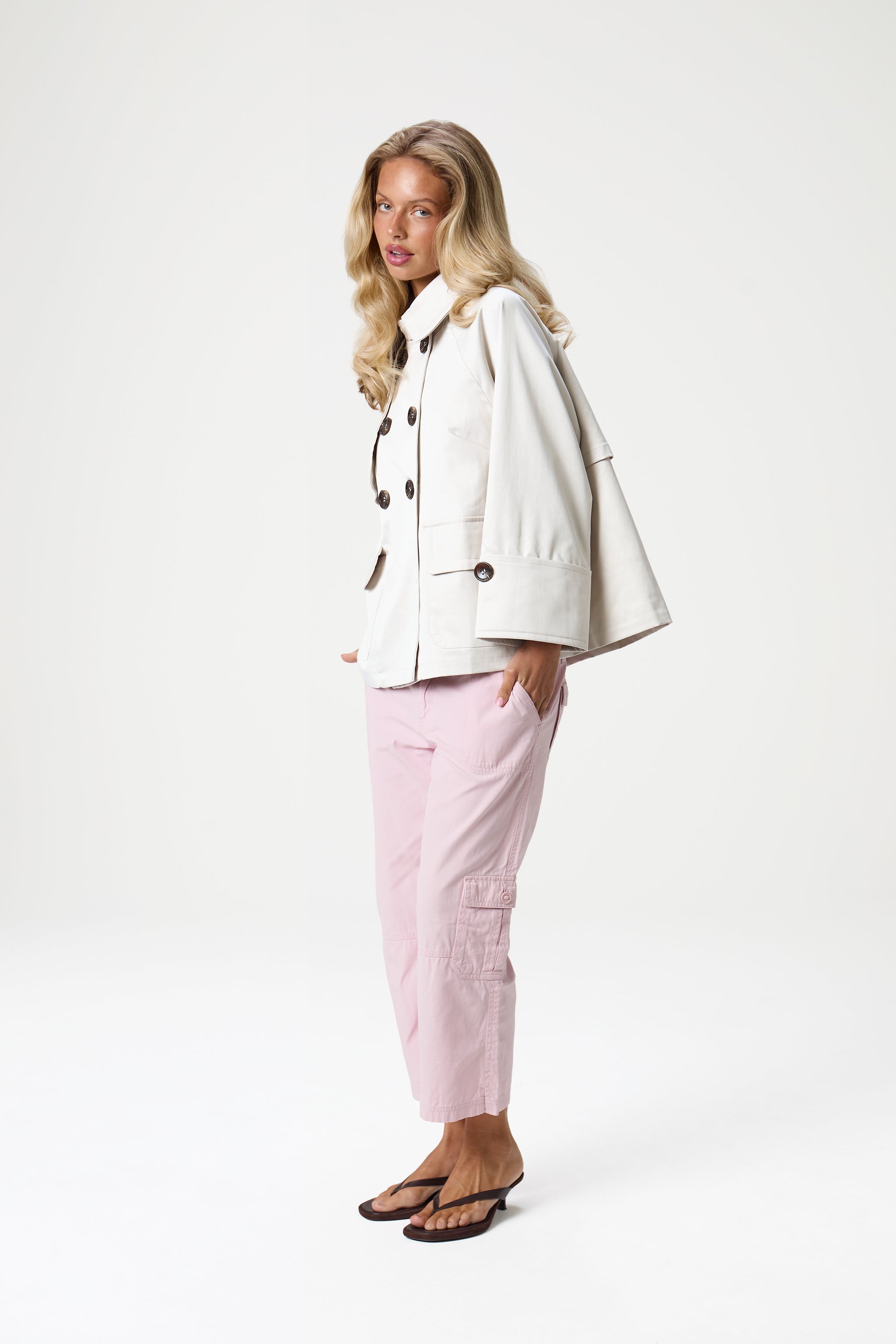 Duffy Pea Coat in Classic Beige