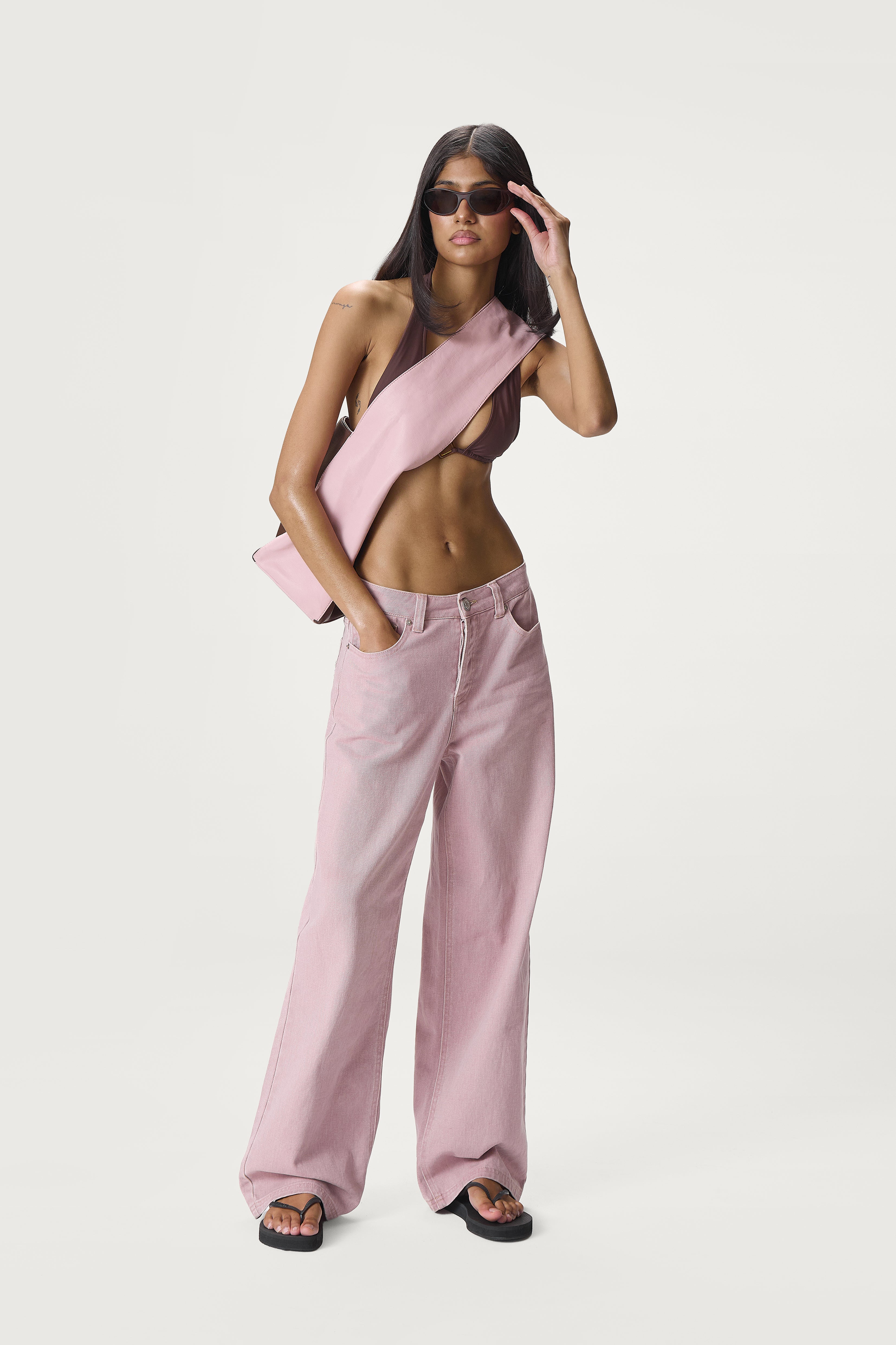 Brandy Slouchy Shoulder Bag in Contrast Pink