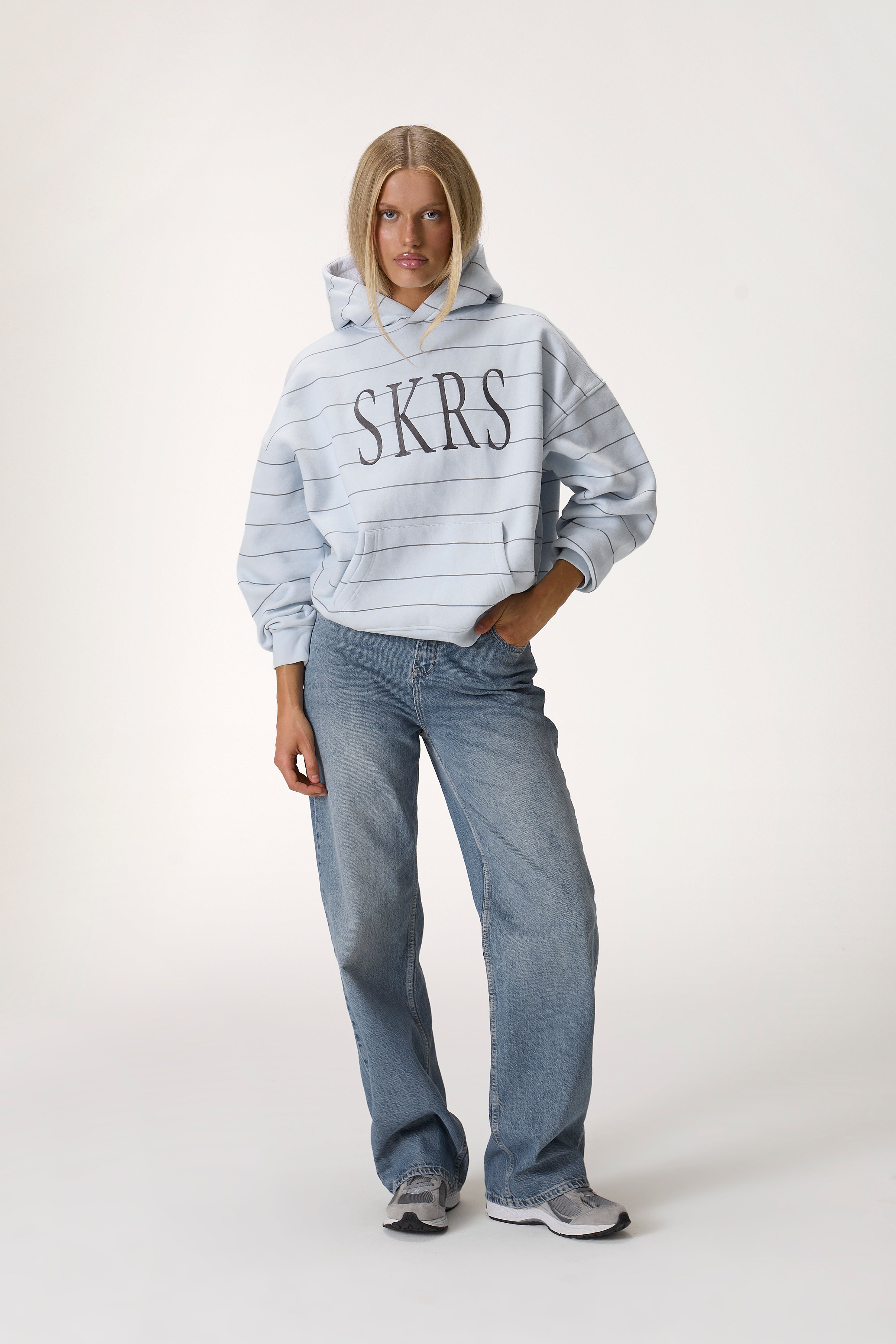 Fleet Stripe Logo Hoodie in Light Blue