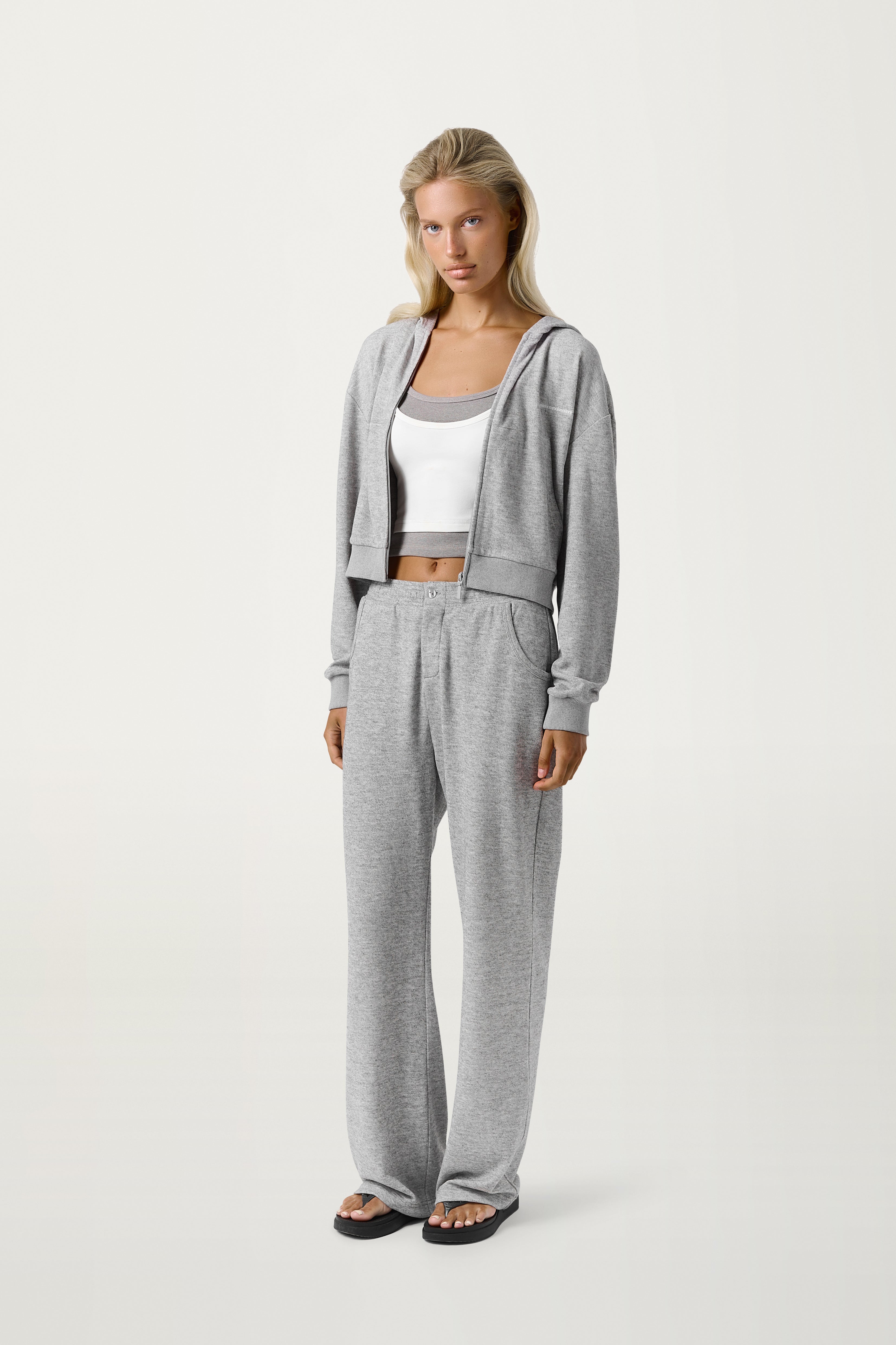 Slacks Soft Zip Up in Light Grey