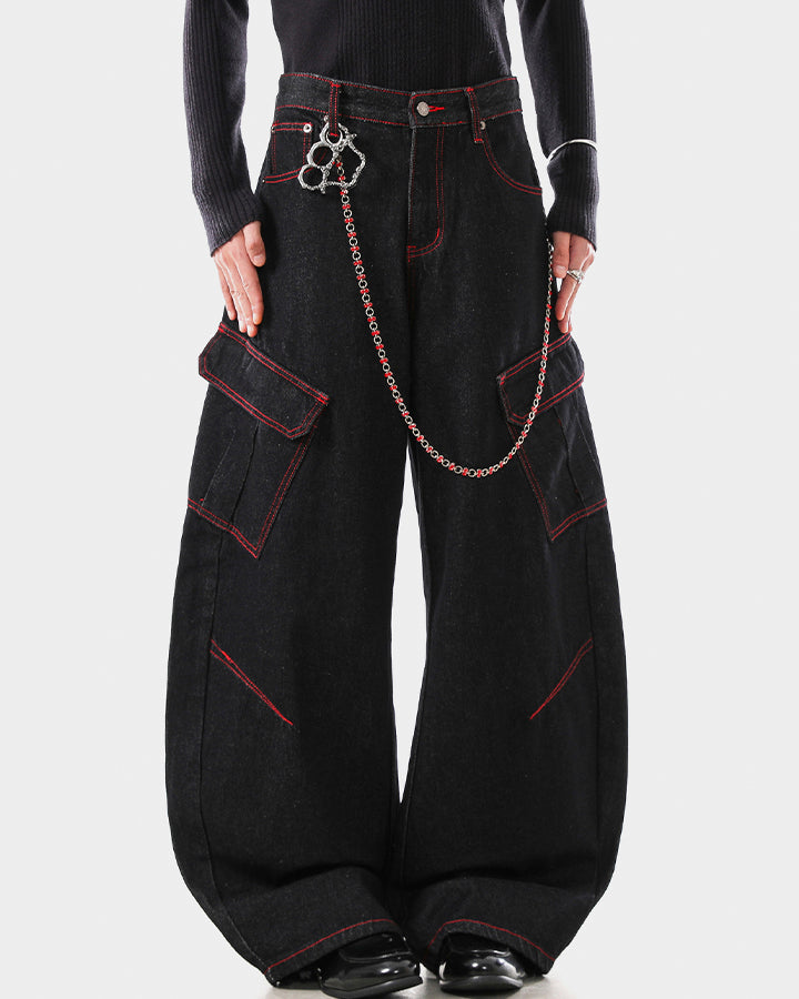 American Vintage Contrast Stitch Washed Denim Jeans