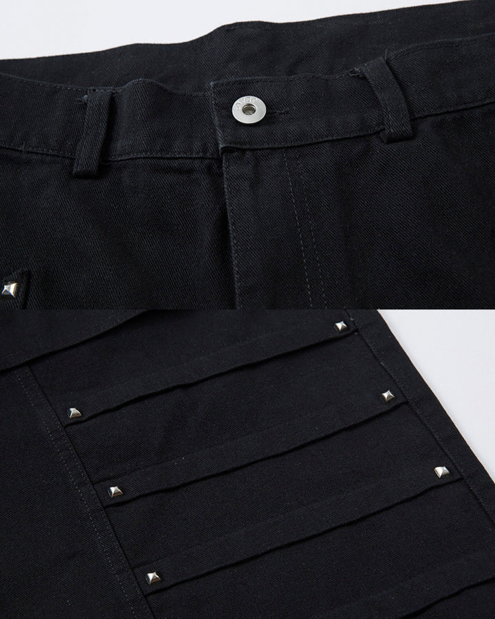 Riveted Pleated Wide-Leg Pants
