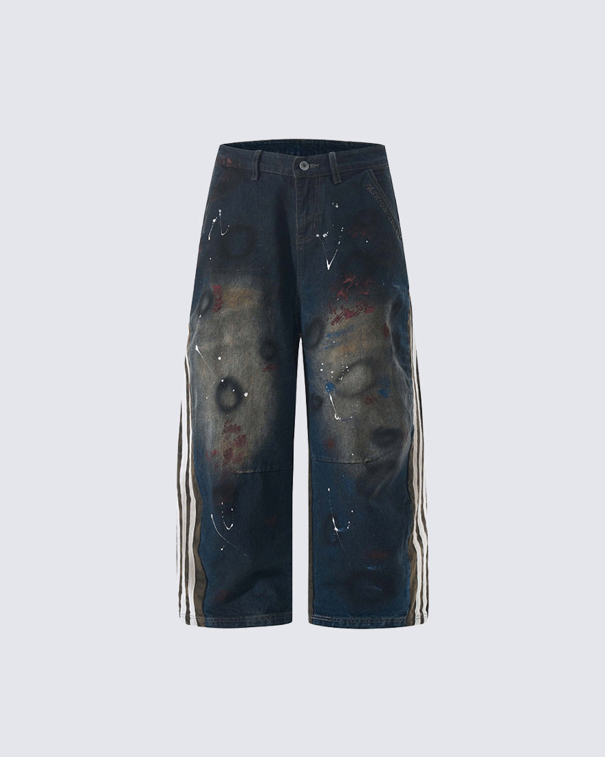 New Camouflage Washed Curved Straight-Leg Pants